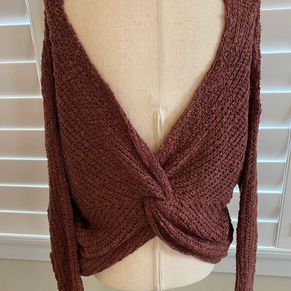 Size M/L open back woven deep dusty rose sweater Debut - Picture 4 of 7